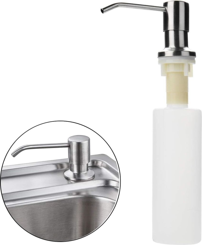 Seifenspender für die Spüle aus Edelstahl und PP-Flasche, robuster Seifenspender für die Arbeitsplatte der Küchenspüle (350 ml)