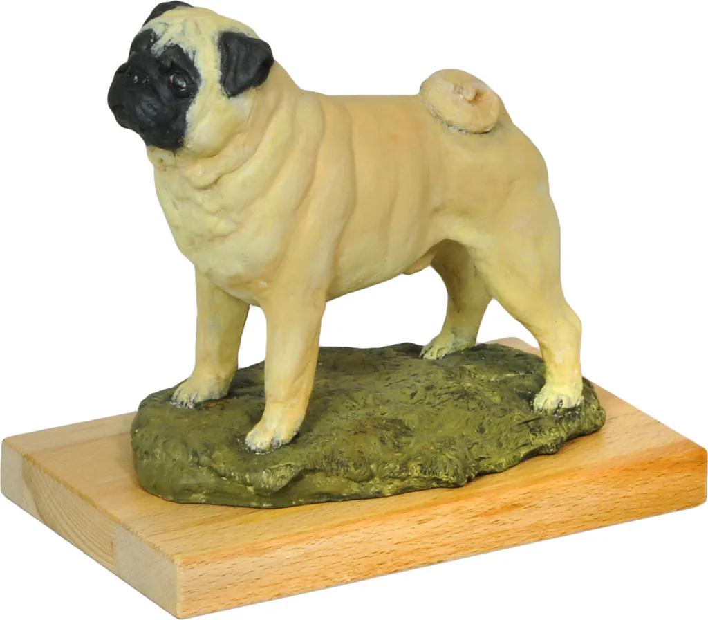Figurine Carlin Peinte à la Main - Statue de Collection Art-Dog 1kg