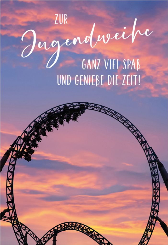Jugendweihe Karte mit Umschlag, unverpackt, Achterbahn