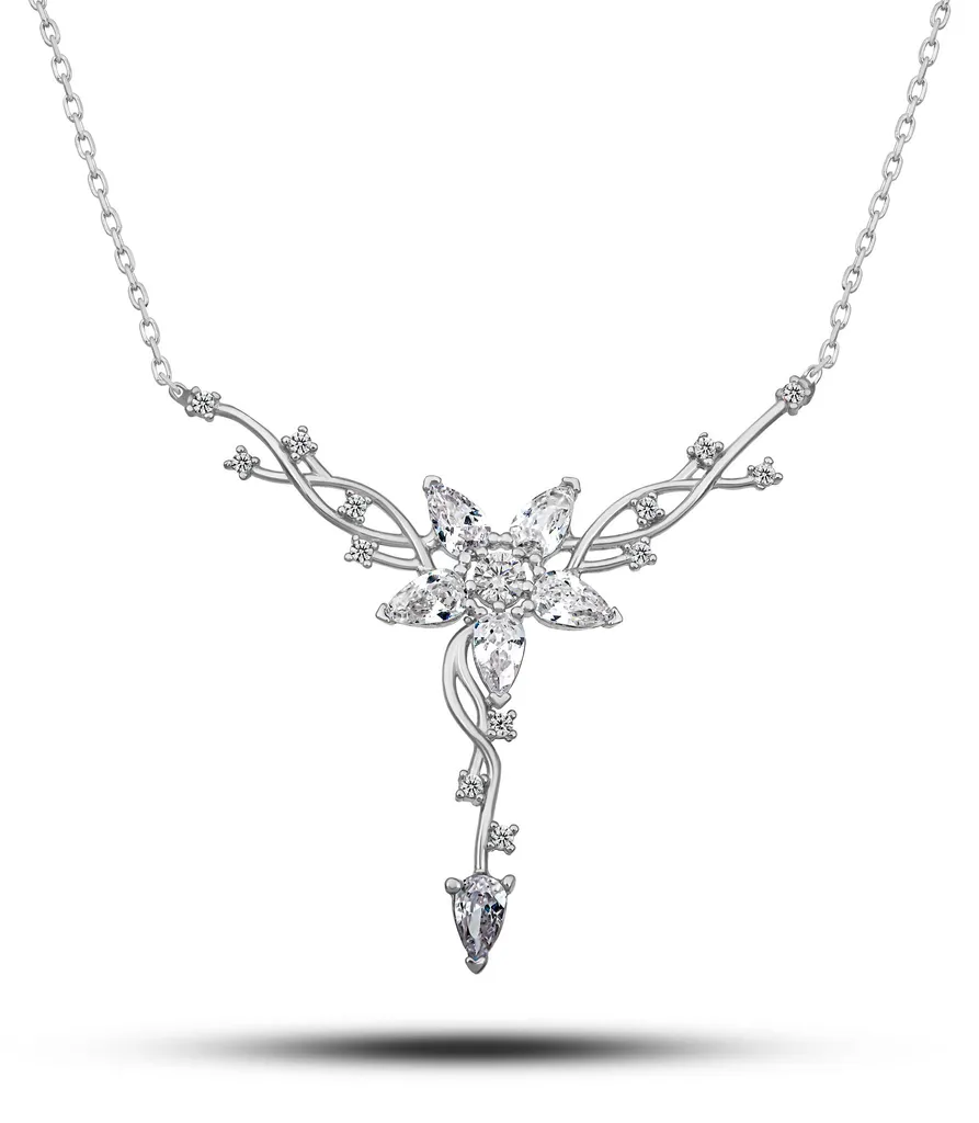 Collier élégant en argent 925 orné de zircone et d'étoiles filantes
