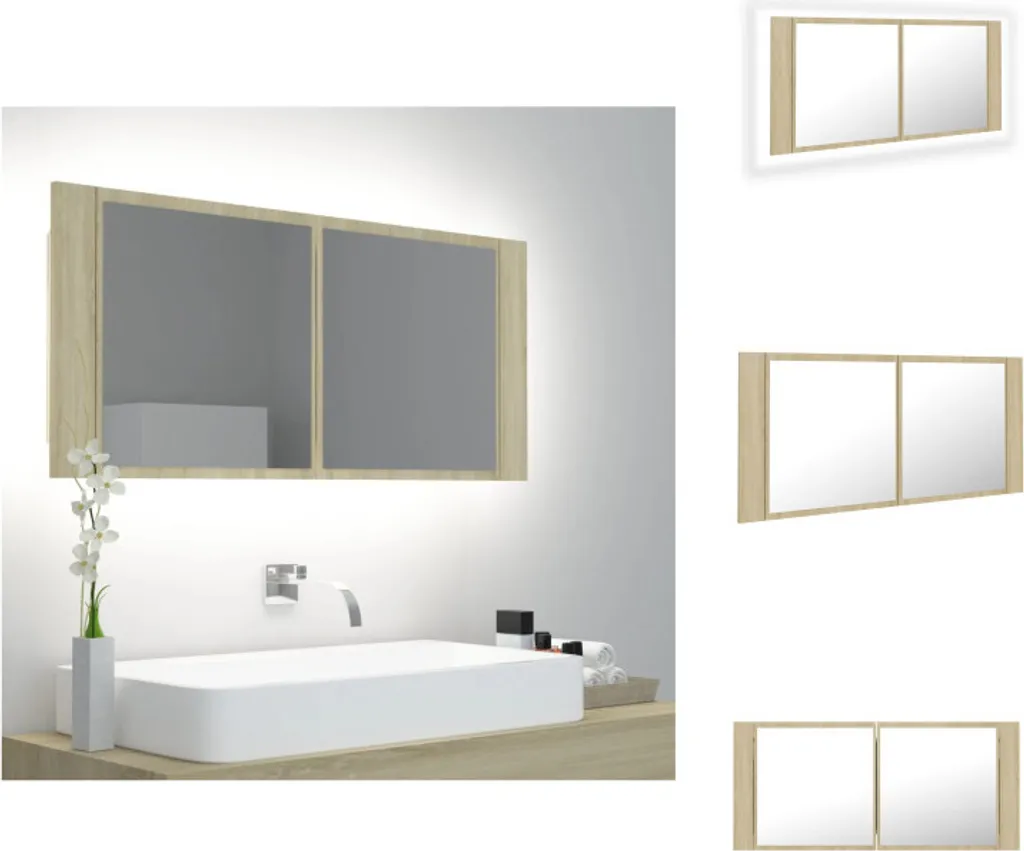 Armadietto Specchio Bagno LED 100cm Rovere Sonoma | vidaXL 804983