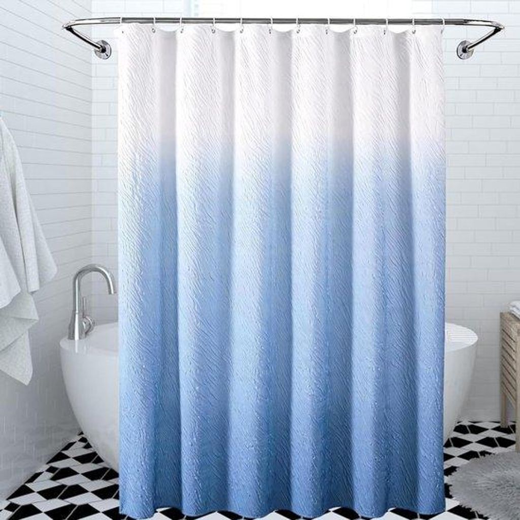 Unyqoos stilvolles blaues Ombre-Duschvorhangset mit Haken und wasserabweisendem Material