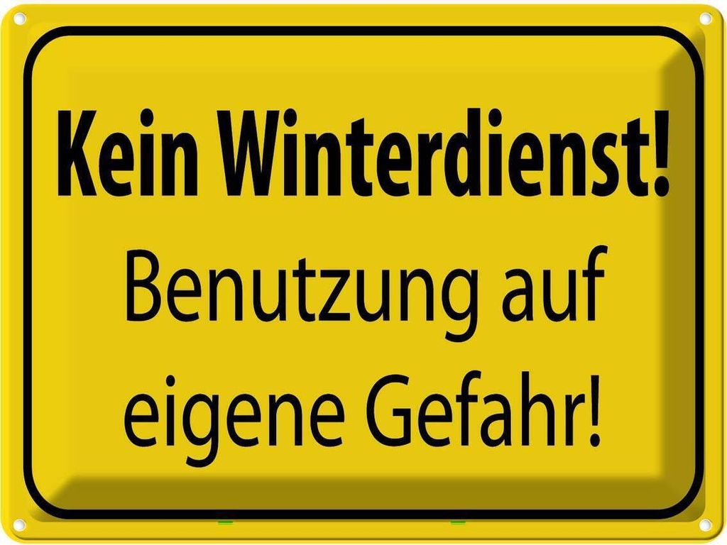 vianmo Blechschild 30x40 cm kein Winterdienst eigene Gefahr Warnschild Hinweisschild Sicherheit Vorsicht