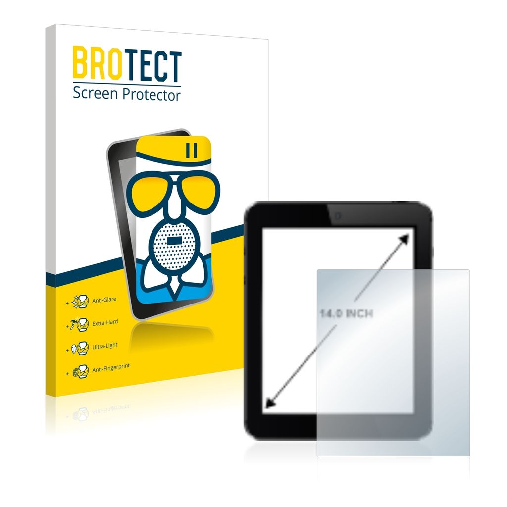 BROTECT Entspiegelungs Schutzglas für Tablets mit 35.6 cm (14 Zoll) Displays 305 x 185 mm Schutzfolie Panzer Folie Glas Display Schutz matt