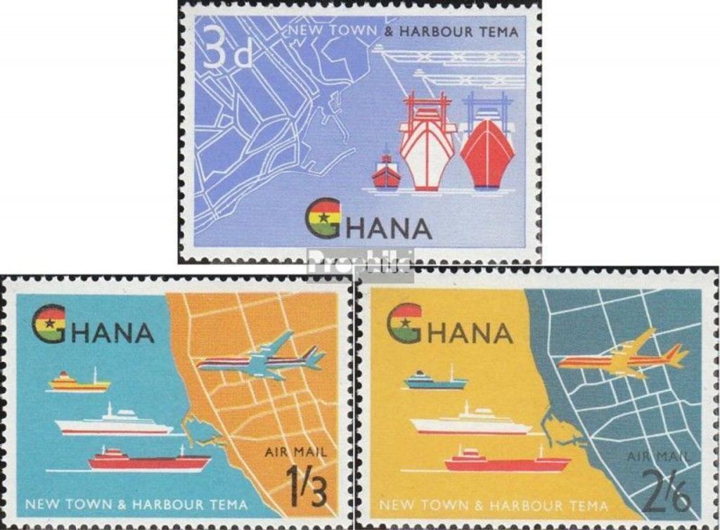 Briefmarken Ghana 1962 Mi 112-114 (kompl.Ausg.) postfrisch Hafen