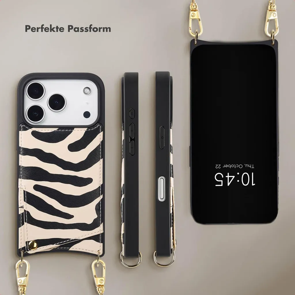 Cover iPhone 17 Pro con Laccio e Portafoglio Selencia Nova Zebra - 6
