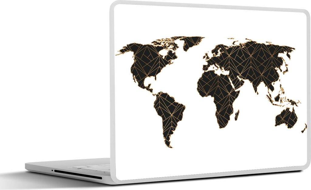 MuchoWow Laptop Aufkleber Sticker Cover Weltkarte - Linien - Gold 40x30 cm - Laptop Dekoration - Selbstklebend