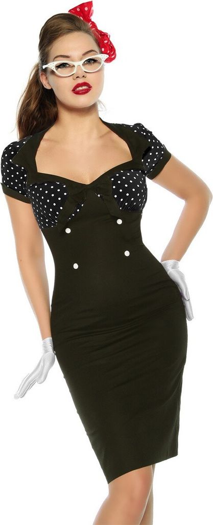 Vintage-Kleid im Pin-Up-Stil - Grösse: 2XL - Farbe: schwarz Produktbild 