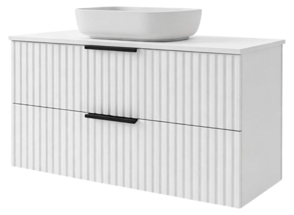 Skriňa pod umývadlo TIBU 80x50x46, biela, s rýhovaným čelom Obrázok produktu 