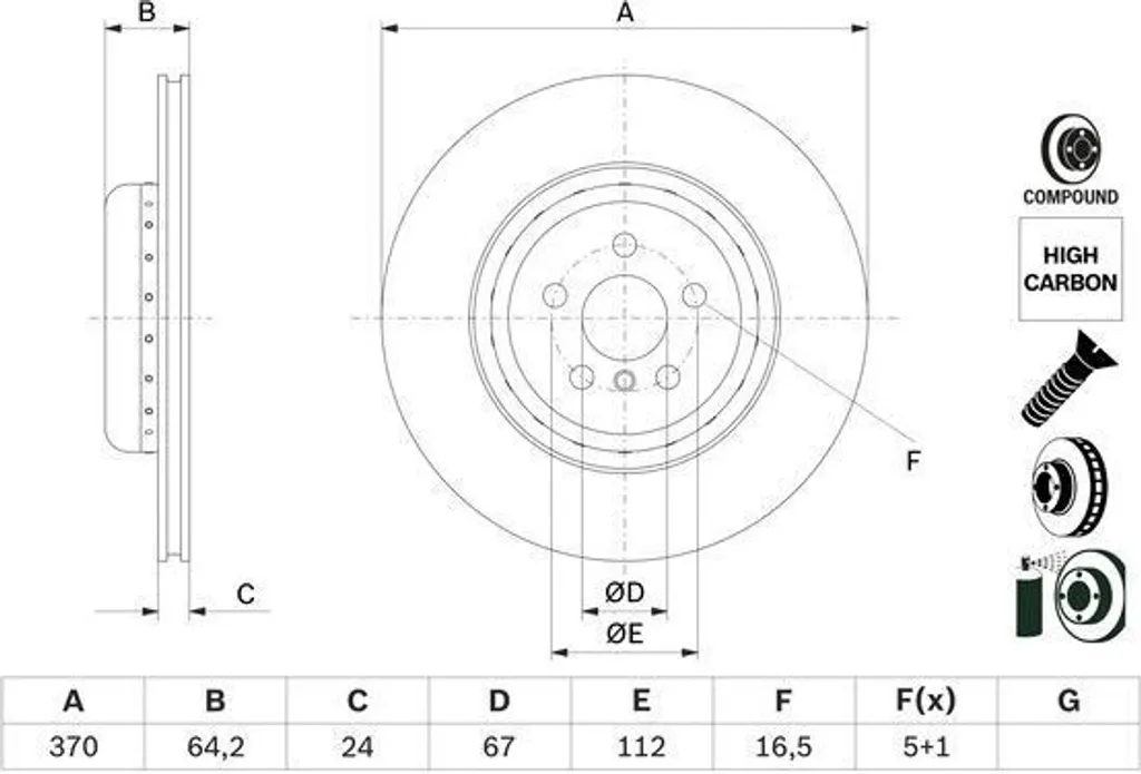 BOSCH 0 986 479 G99 Disque de frein OE 34206880080 pour BMW Série 5 G30