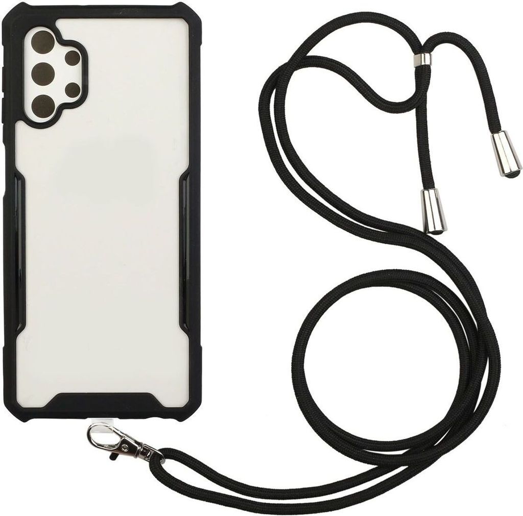 Handykette für Samsung Case Handyhülle Case mit Band Cover zum umhängen mit Kordel , Farbe:Schwarz, Modell wählen:Samsung Galaxy S21 Ultra