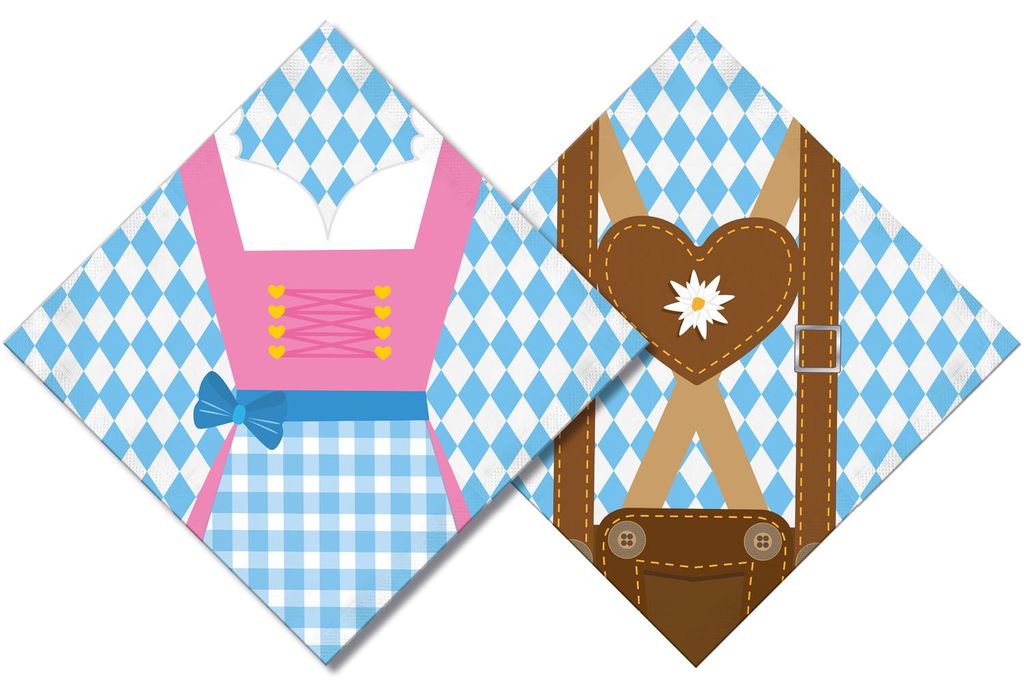 Serviette 33x33cm 20Stück Dirndl und Lederhosen