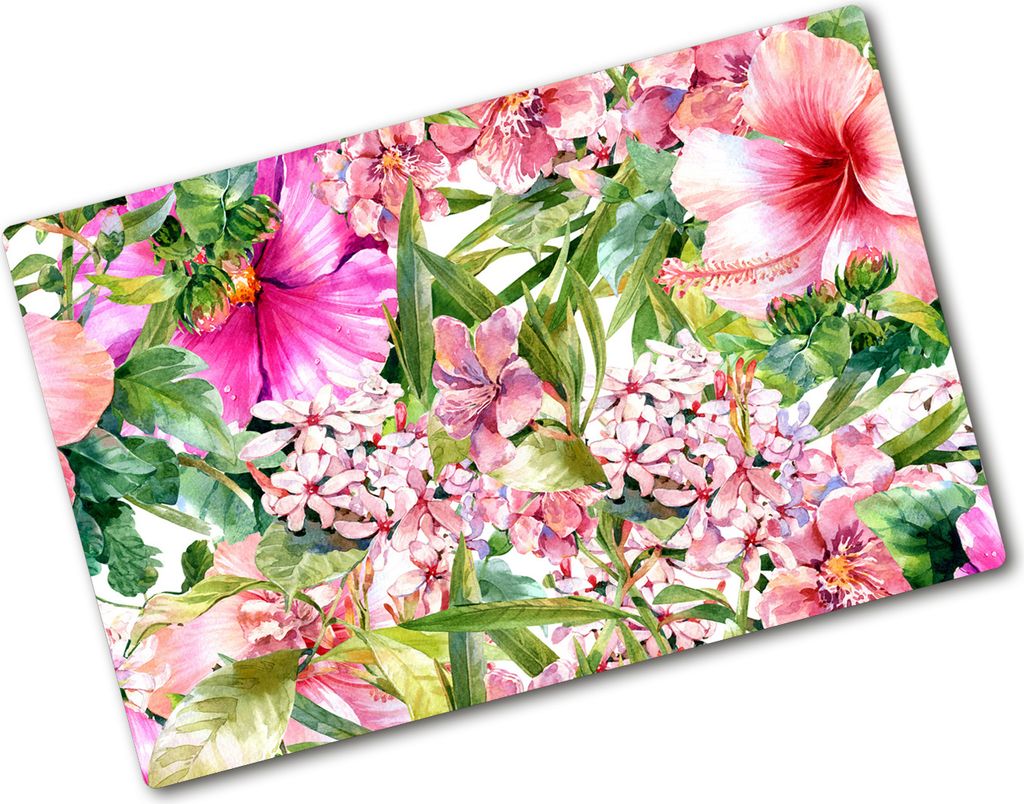 Tulup Glas Herdabdeckplatte - 80x52 cm - Glaskeramikkochfeld-Abdeckung Spritzschutz Glasabdeckplatte - Einteilig - Blumen & Pflanzen - Blumenmuster...