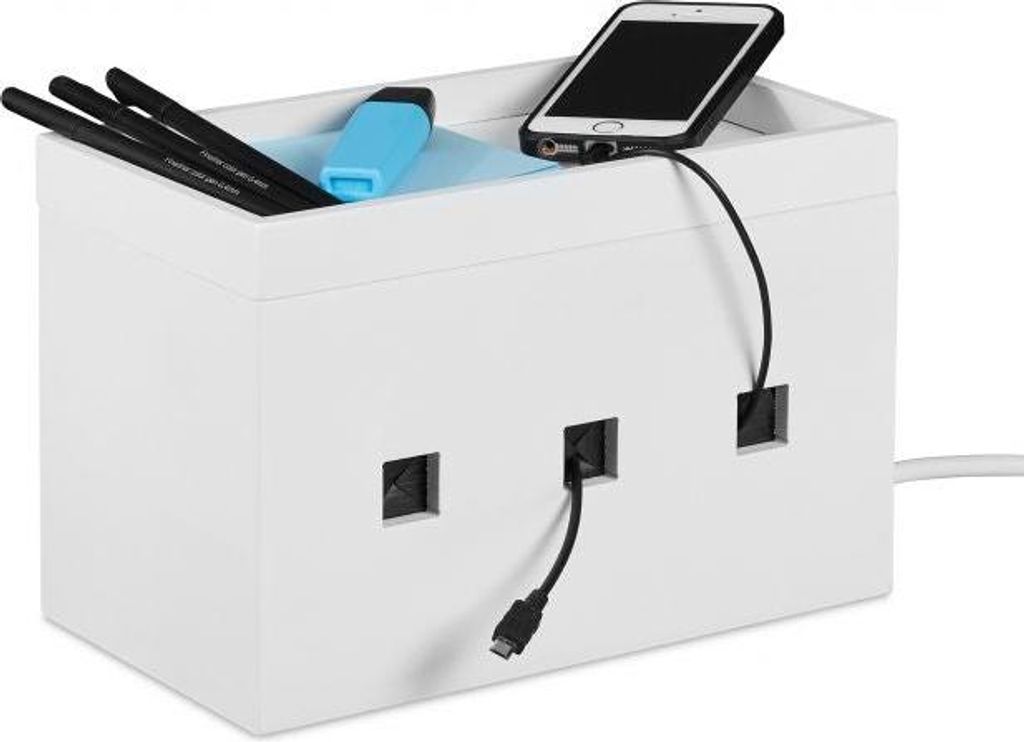 Kabelbox Bambus weiß
