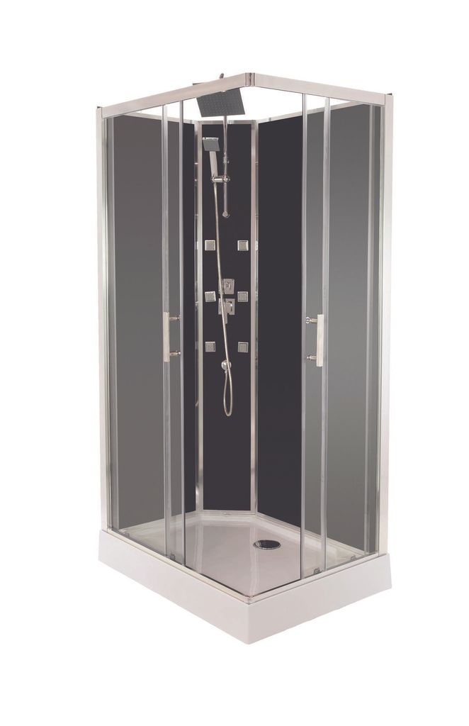 ONDEE ZEN – SELIA-Duschkabine mit Hydromassage und Hydrotherapie – Silikonfrei – 110 x 80 cm – Verchromt – Bausatz