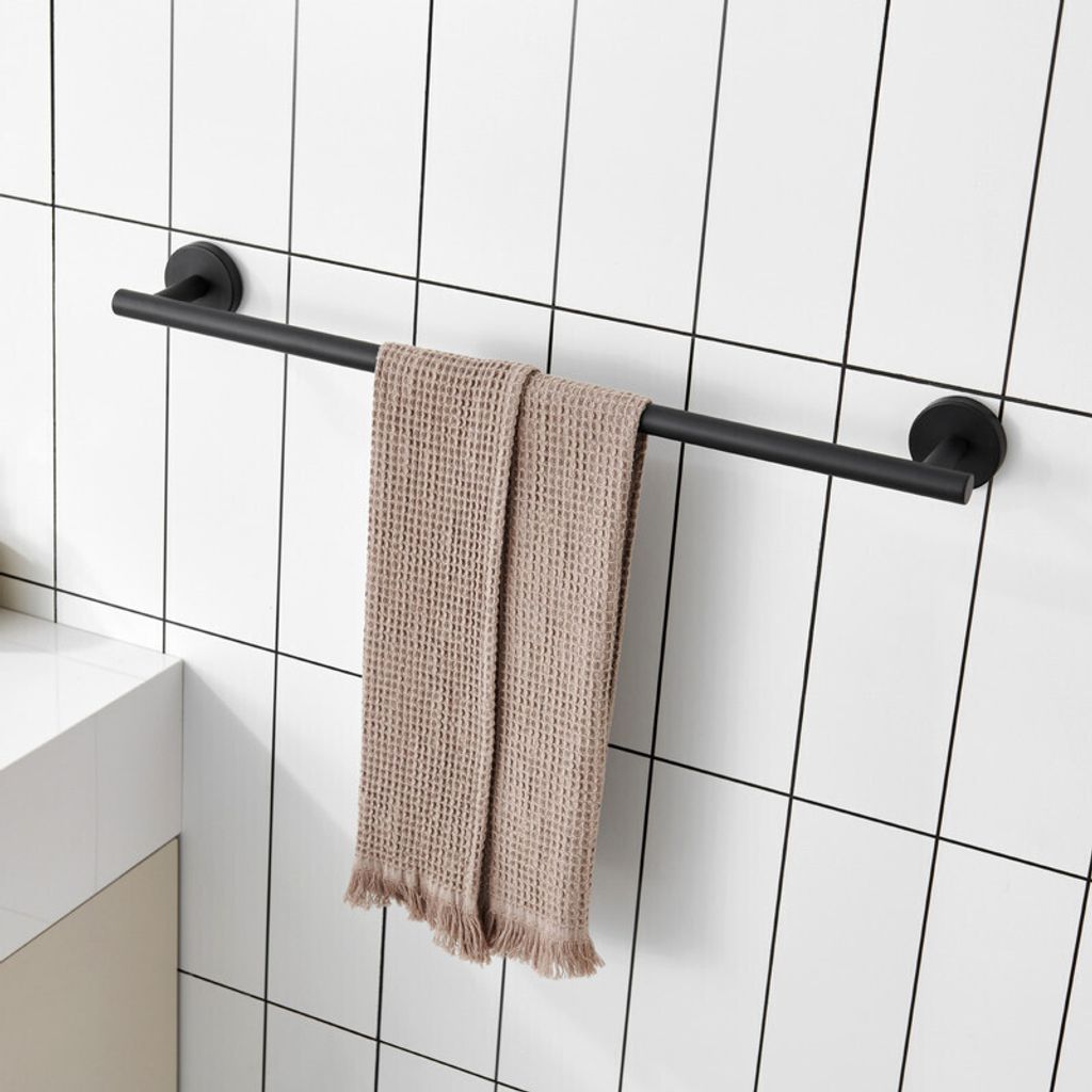 CECIPA 60 cm Handtuchhalter Kleiderstange aus Edelstahl 2 Installationsmethoden schwarz Handtuchhalter