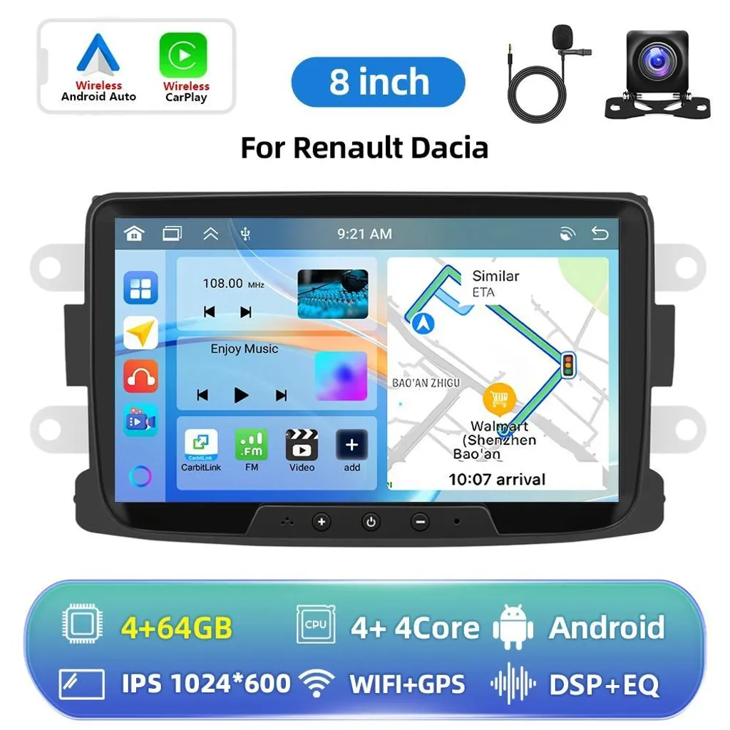 Autoradio GPS Bluetooth pour Navigation et Musique - Android 2-DIN