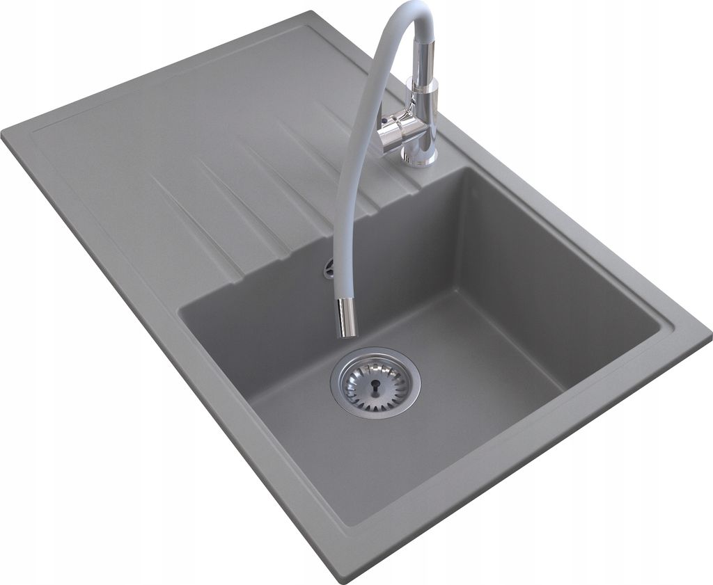 Granitan | Spüle ERIS - 785 x 495 mm - Schwarz nakrapiany - Hochwertige Küchenspüle - Inkl. Armatur