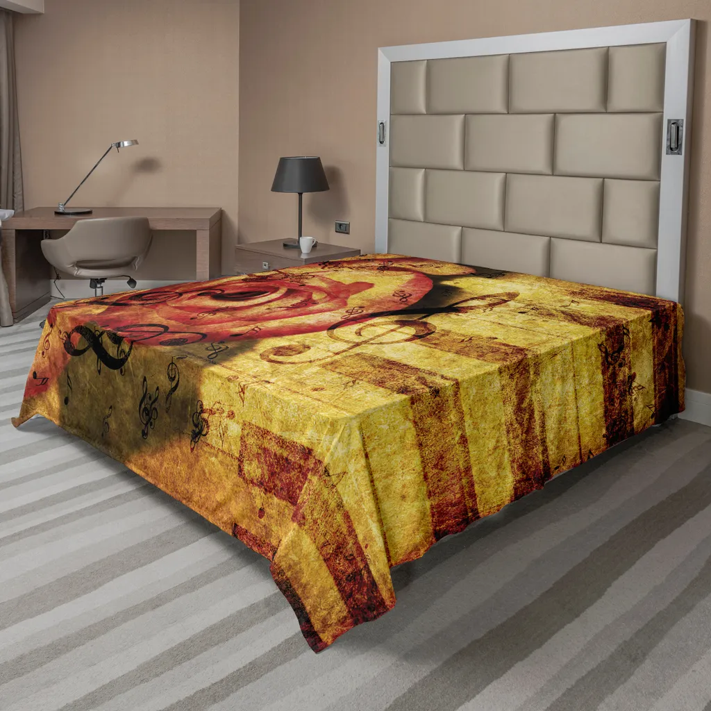 Drap Housse Décoratif pour Grand Lit 266x260 cm Thème Piano Vintage