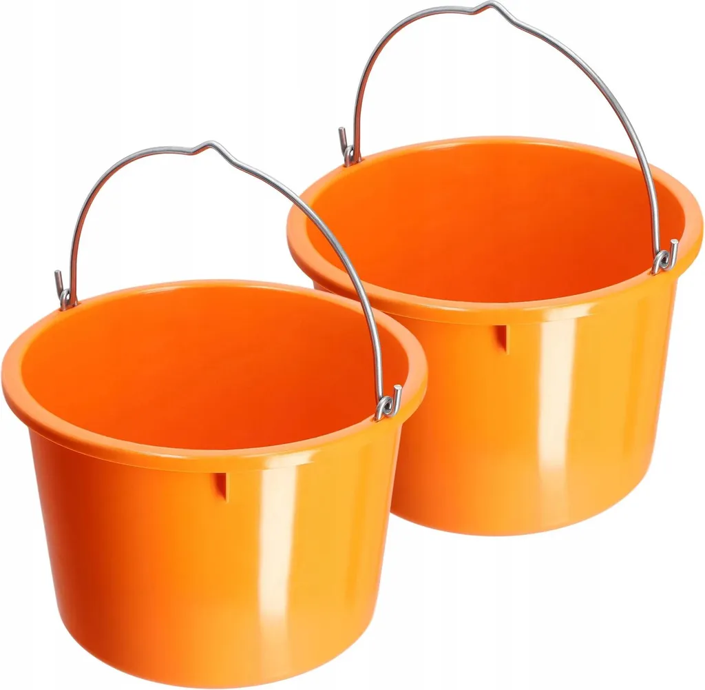 Lot de 2 Seaux de Chantier Oranges 20L - Charge 40 kg pour Maçonnerie