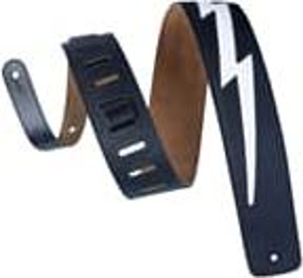 DM2-BLK 2 1/2" Leather Guitar Strap Black Color