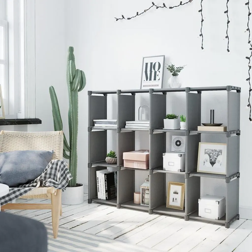 Rayonnage modulable sans vis 12 compartiments gris haute résistance - 3