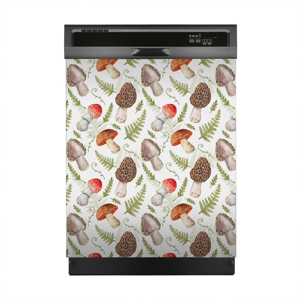 Magnete Dekorative 60x70 cm Küche Magnetmatte Spülmaschine - Champignons und Blätter Wald