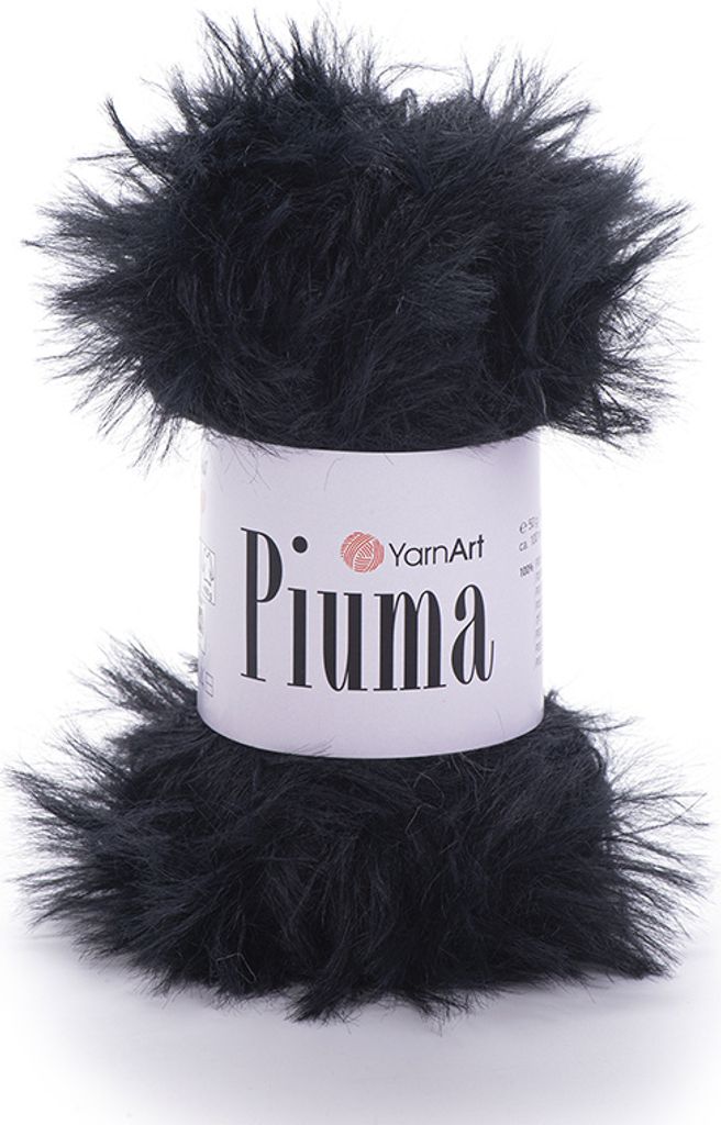 YarnArt Piuma Wolle 4420 Schwarz, Flauschig, 100% Produktbild 