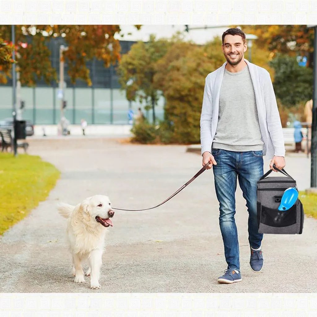 Organizer da Viaggio per Cani Grigio | Borsa Trasporto Cibo e Giochi - 4