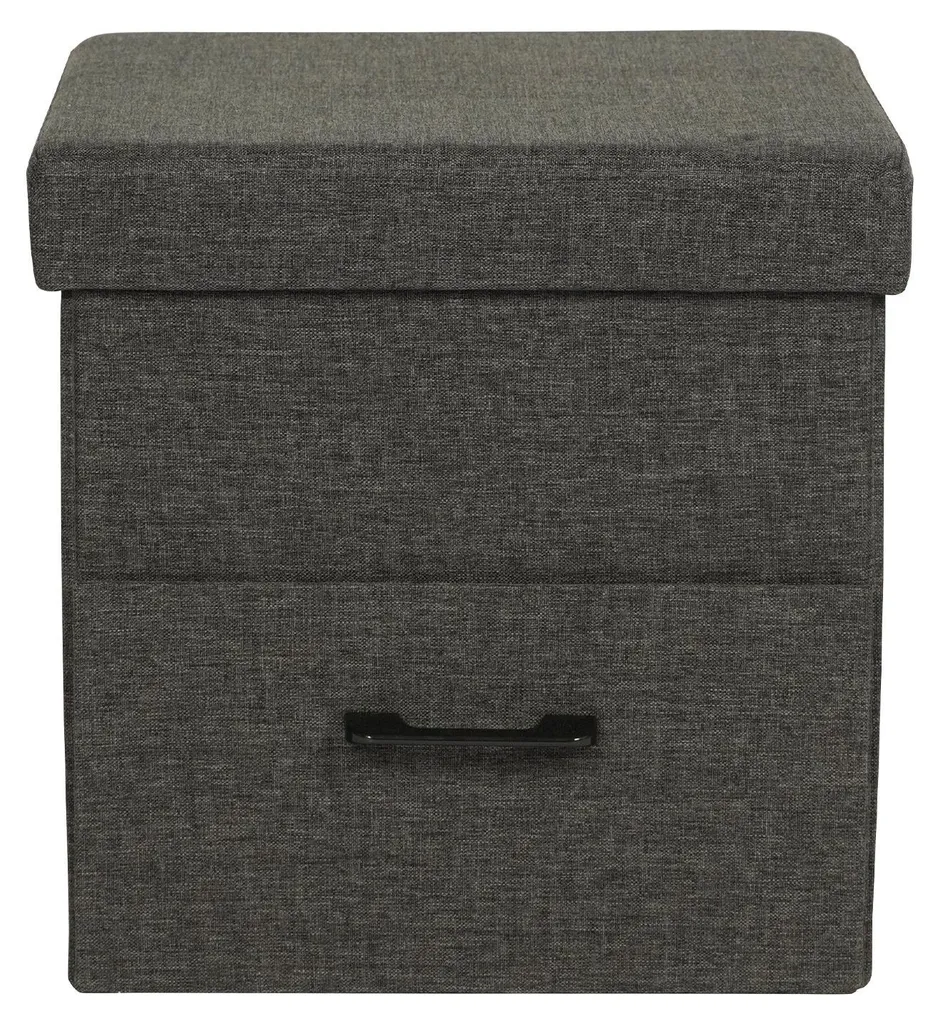 Mobili Rebecca Alocasia Pouf de Rangement en Similicuir Gris 40x40cm