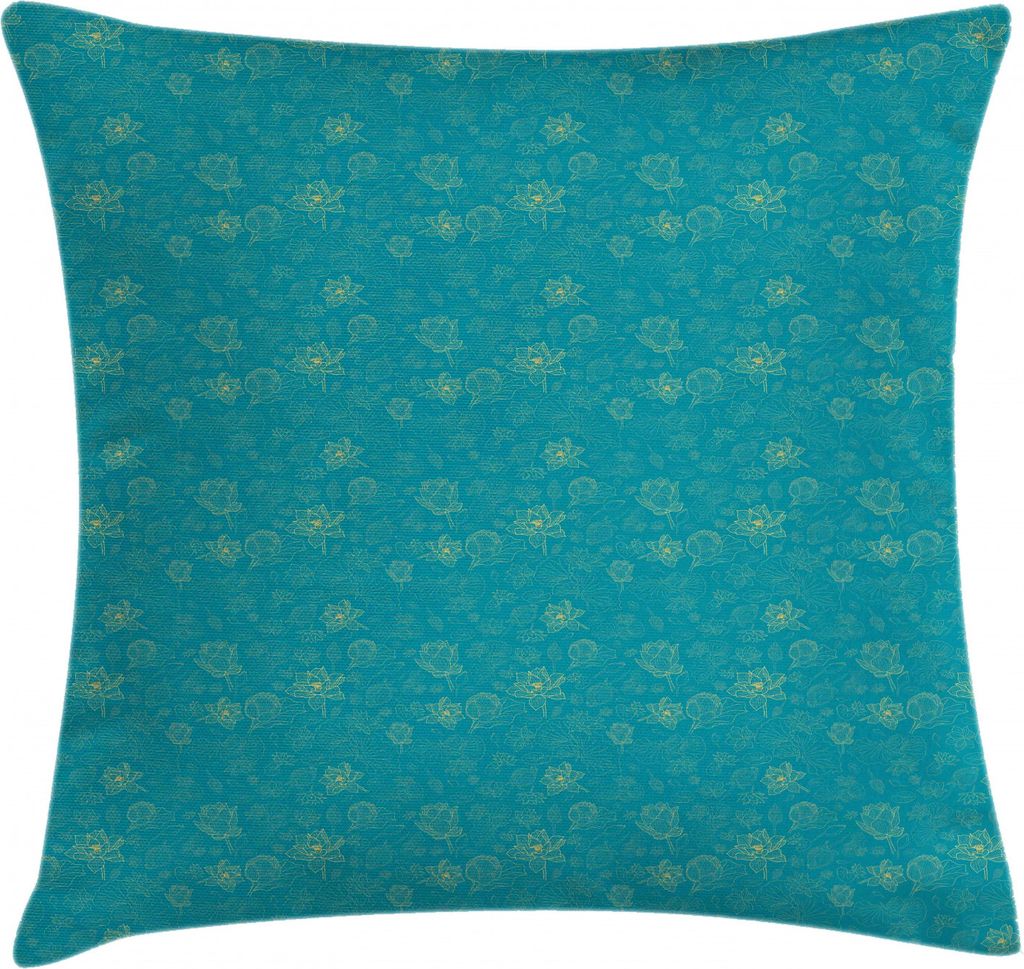 ABAKUHAUS Blumen Kissenbezug, Skizzieren Lotus Blumen-Damast, Wasser und Schmutz resistent Stoff Digital Druck Für den Innen oder Außen Bereich, ...