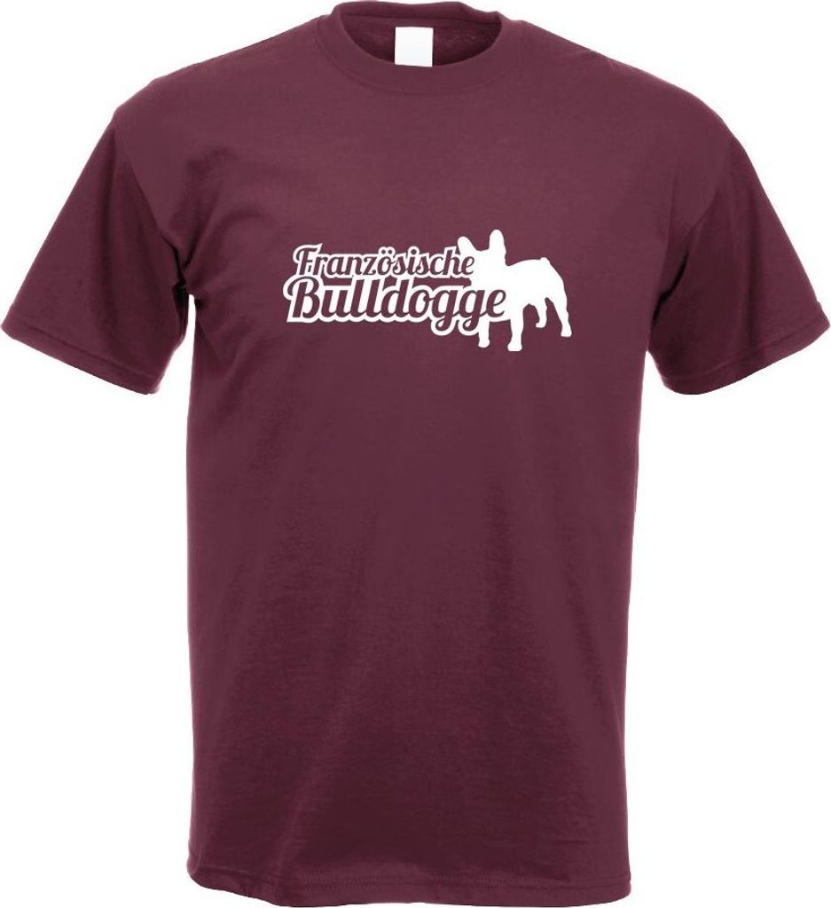Kiwistar - T-Shirt - Burgund - Französische Bulldogge Motiv Bedruckt Funshirt Design Print - mit Motiv Bedruckt - Funshirt Design - Sport - Freize...