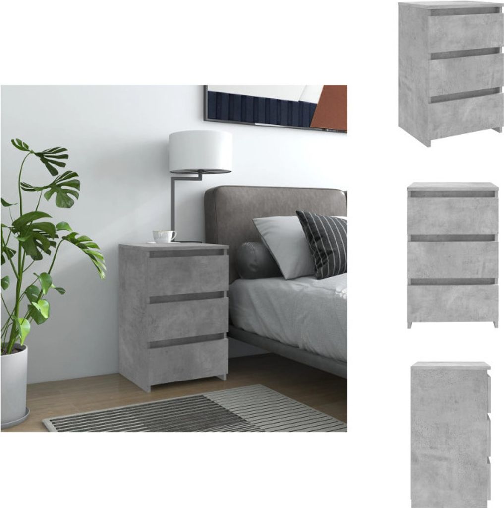 vidaXL Nachttisch Betongrau 40x35x62,5 cm Holzwerkstoff - Nachttische