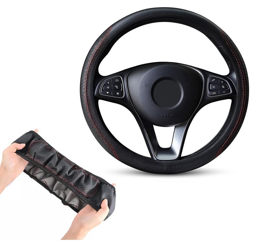 Funda universal para volante de cuero, color  con costuras Imagen del producto 