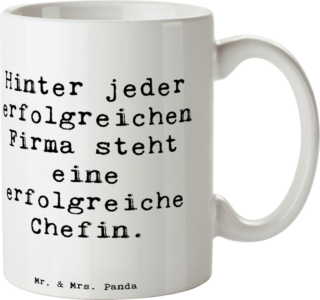 Mr. & Mrs. Panda Tasse Spruch Chefin Power - Weiß - Geschenk, schöne, Beruf, erfolgreiche, Geschenktasse, Vorgesetzte, handgefertigte Geschenke, ...