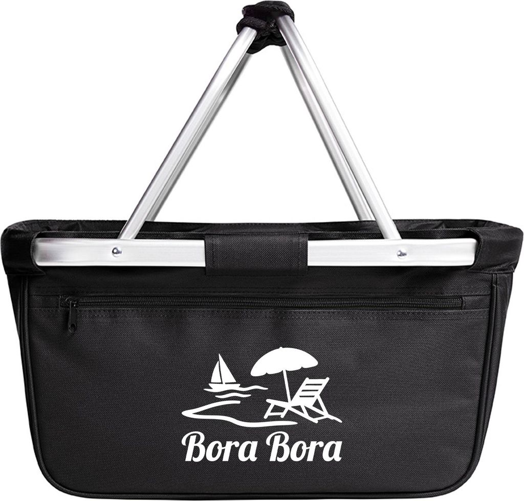 Huuraa Einkaufskorb Bora Bora Inselmotiv Französisch-Polynesien 20 Liter Black faltbarer Tragekorb Geschenkidee