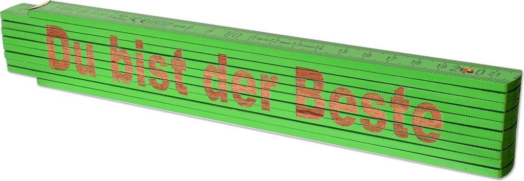 Zollstock Maßstab dauerhafte Laser Gravur Spruch Du bist der Beste grün
