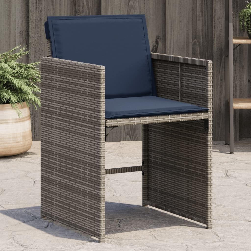 "2026 Promotion" Gartenstühle mit Kissen 4 Stk. - Hohe Qualität - Grau Poly Rattan - Gartenstühle CC23204