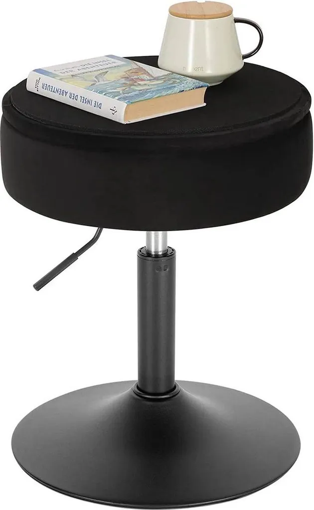 Petit tabouret de cuisine noir réglable - Idéal pour îlot et bar gain de place
