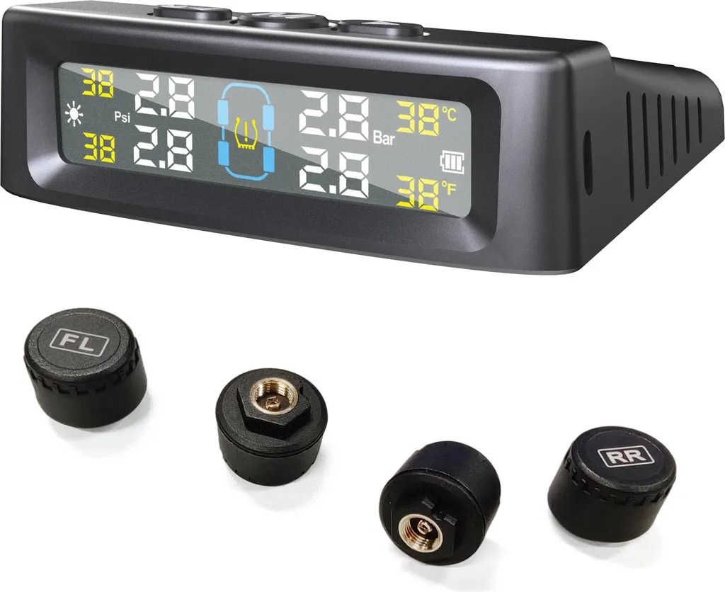 Système de surveillance pression pneus TPMS solaire avec 4 capteurs