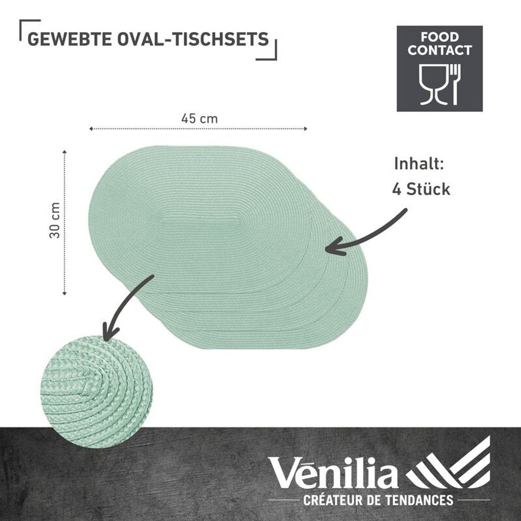 Tischset Woven spiral green, 4 Stück