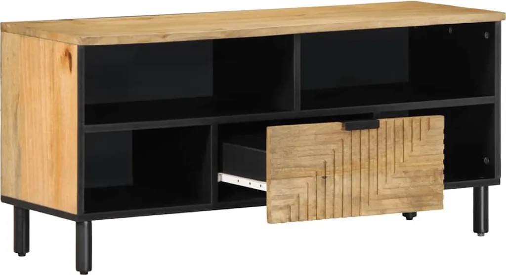 Mobile TV Basso SYFAX™ Marrone 100cm - Legno Massello Mango Naturale
