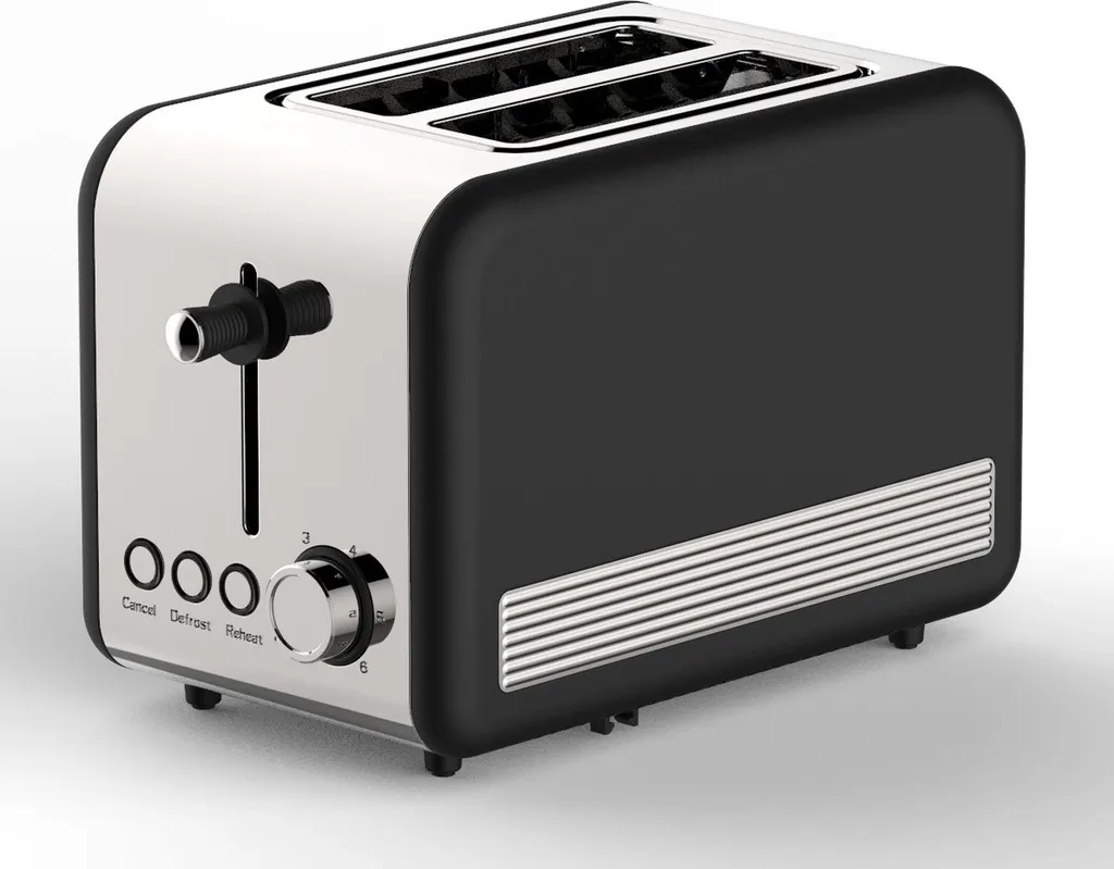 Grille-pain automatique 2 tranches 850W blanc et argenté style rétro