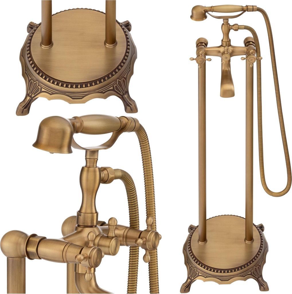 Freistehende Badewannenarmatur Retro Altgold SEM-1071V