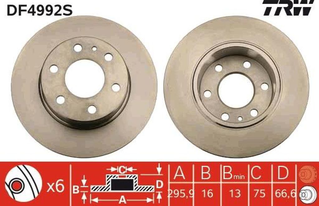 TRW DF4992S Bremsscheibe OE 2996028 kompatibel mit Daily