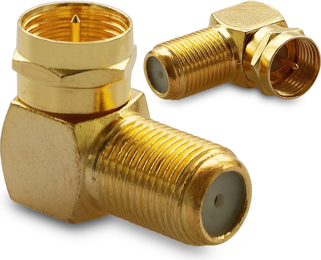 SAT F-Winkelstecker Winkel Adapter 90° Vergoldet 2x Winkeladapter Kupplung Kabel