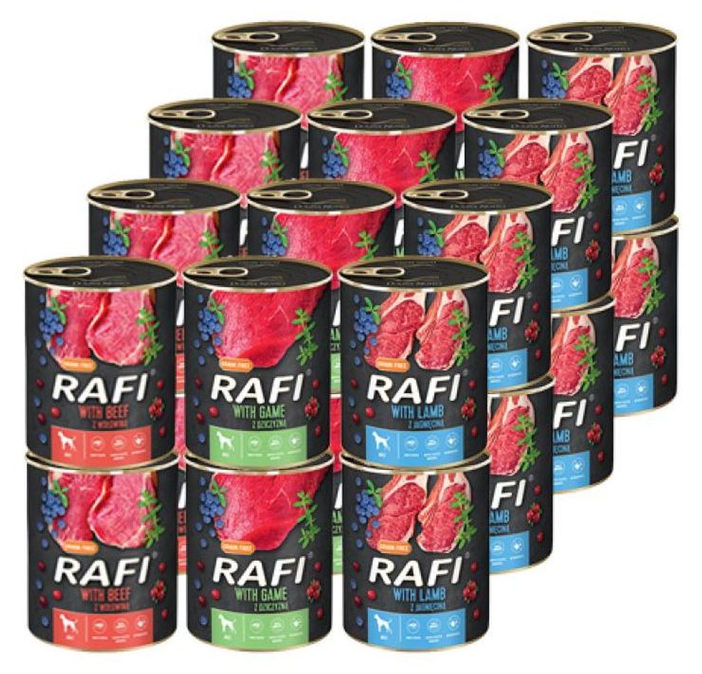 24x400g Rafi Nassfutter für ausgewachsene Hunde 3 Sorten in Produktbild 