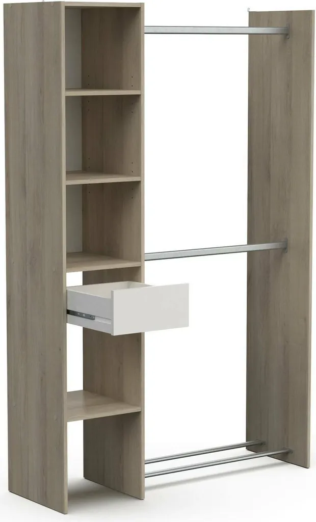 Floriana Grande Armoire 118x183 cm Chêne Brun avec Tiroir de Rangement