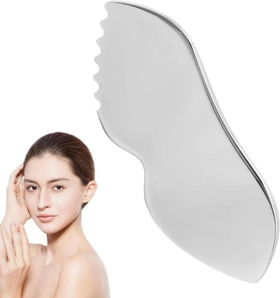 Gua Sha en Inox de Massage Facial : Effet Froid et Drainage Lymphatique
