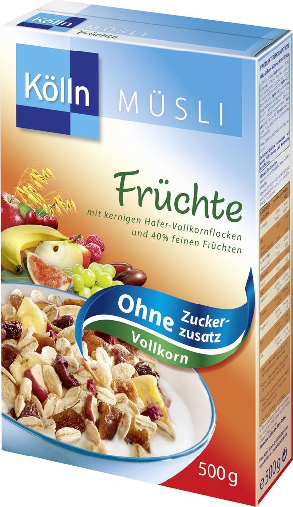 Kölln Frucht ohne Zucker Müsli 500,0 g Produktbild 2
